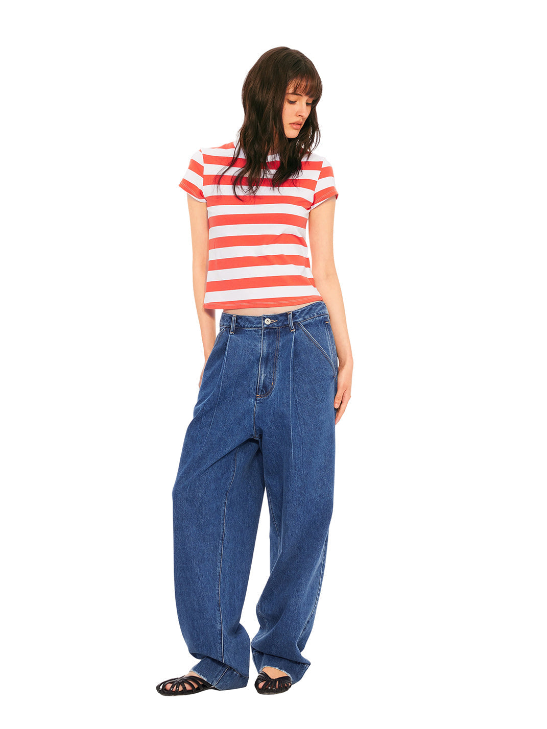 Color-Block Striped Crew-Neck Graphic Tee
