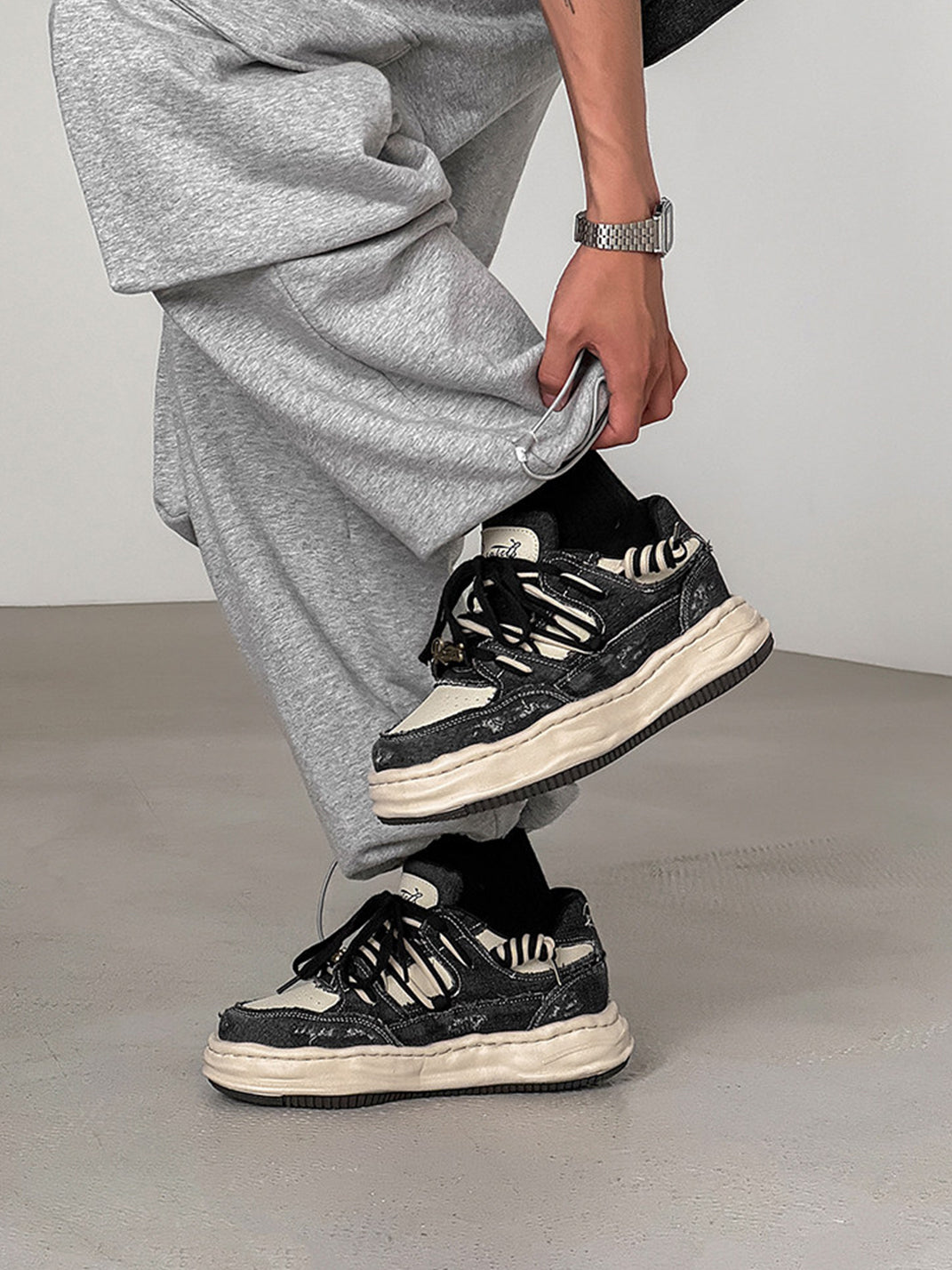 Vintage Wash Denim Sneakers - Skipkicks