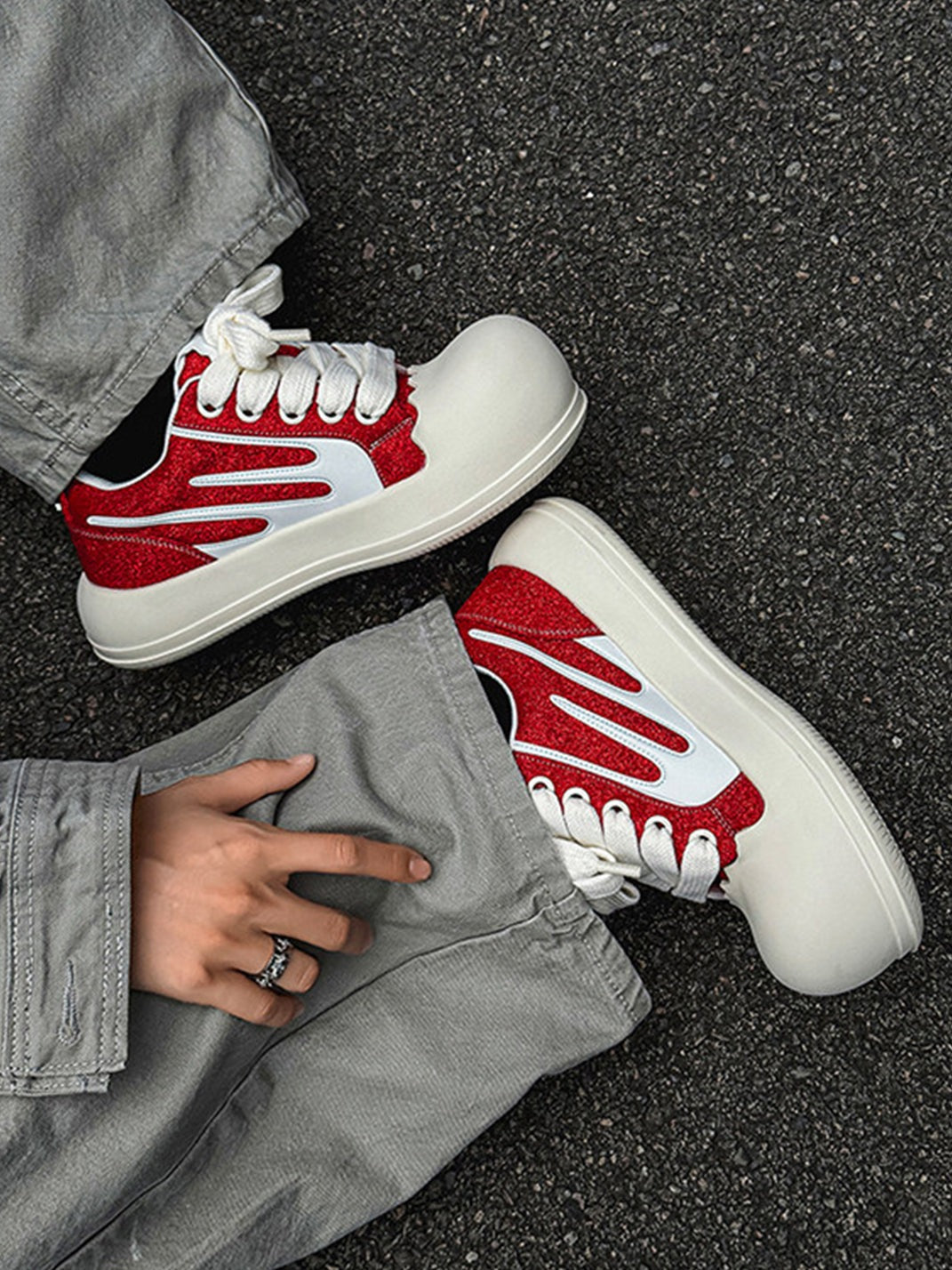 Jagged-Edge Chunky Platform Sneakers - Skipkicks