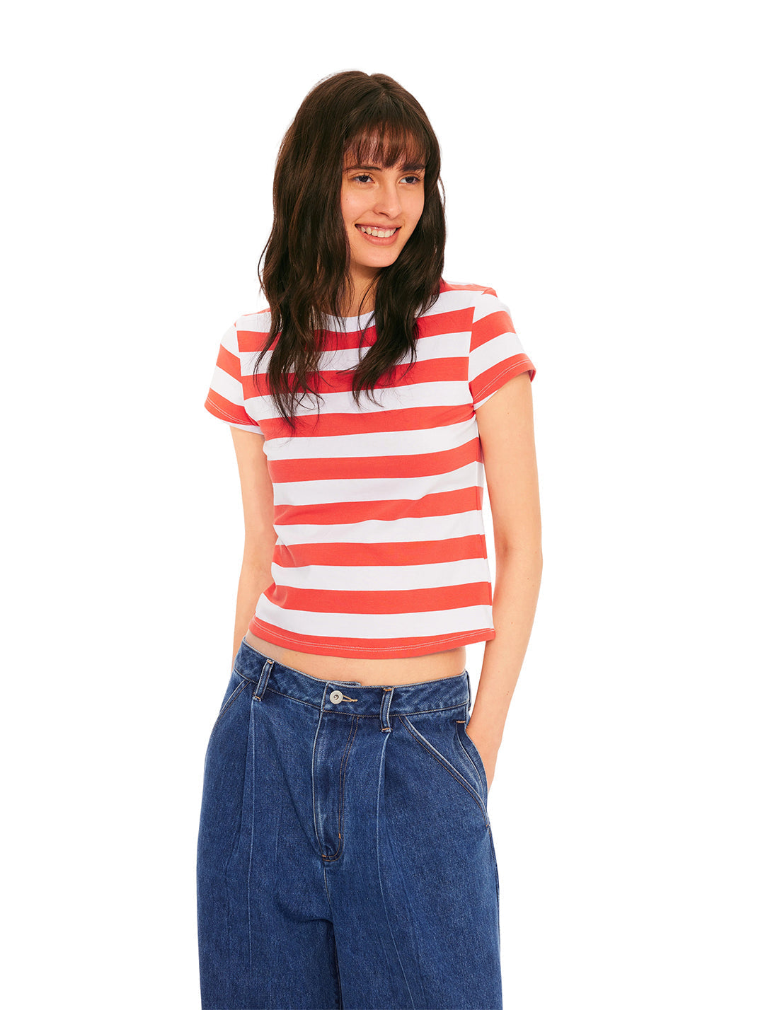 Color-Block Striped Crew-Neck Graphic Tee