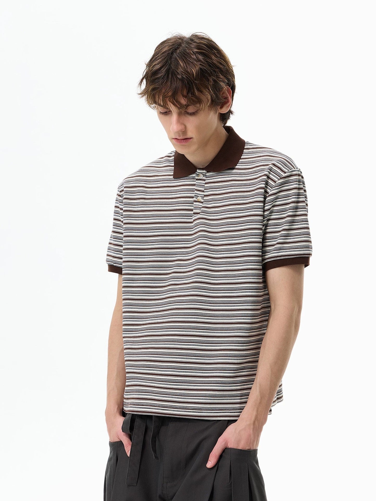 Retro Contrast-Stripe Polo T-Shirt