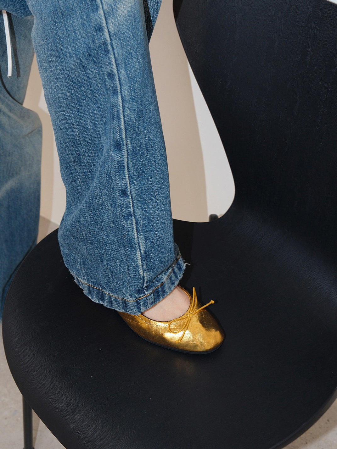 Blue Bow Detail Quilted Ballet Flats - Skipkicks