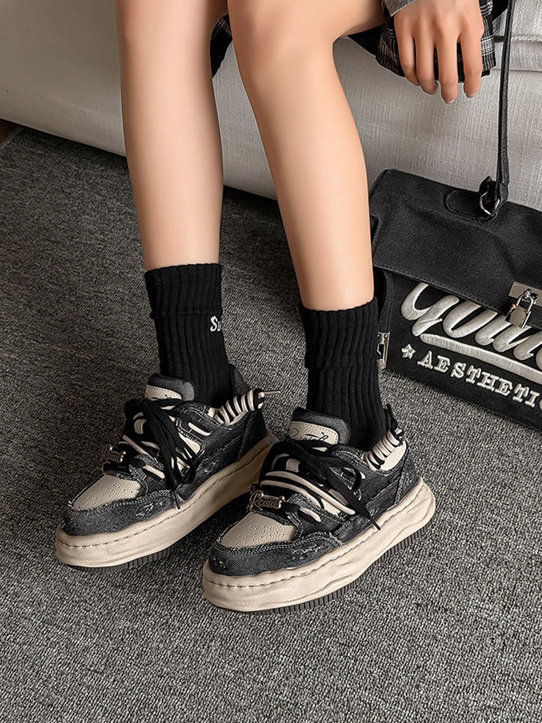 Vintage Wash Denim Sneakers - Skipkicks