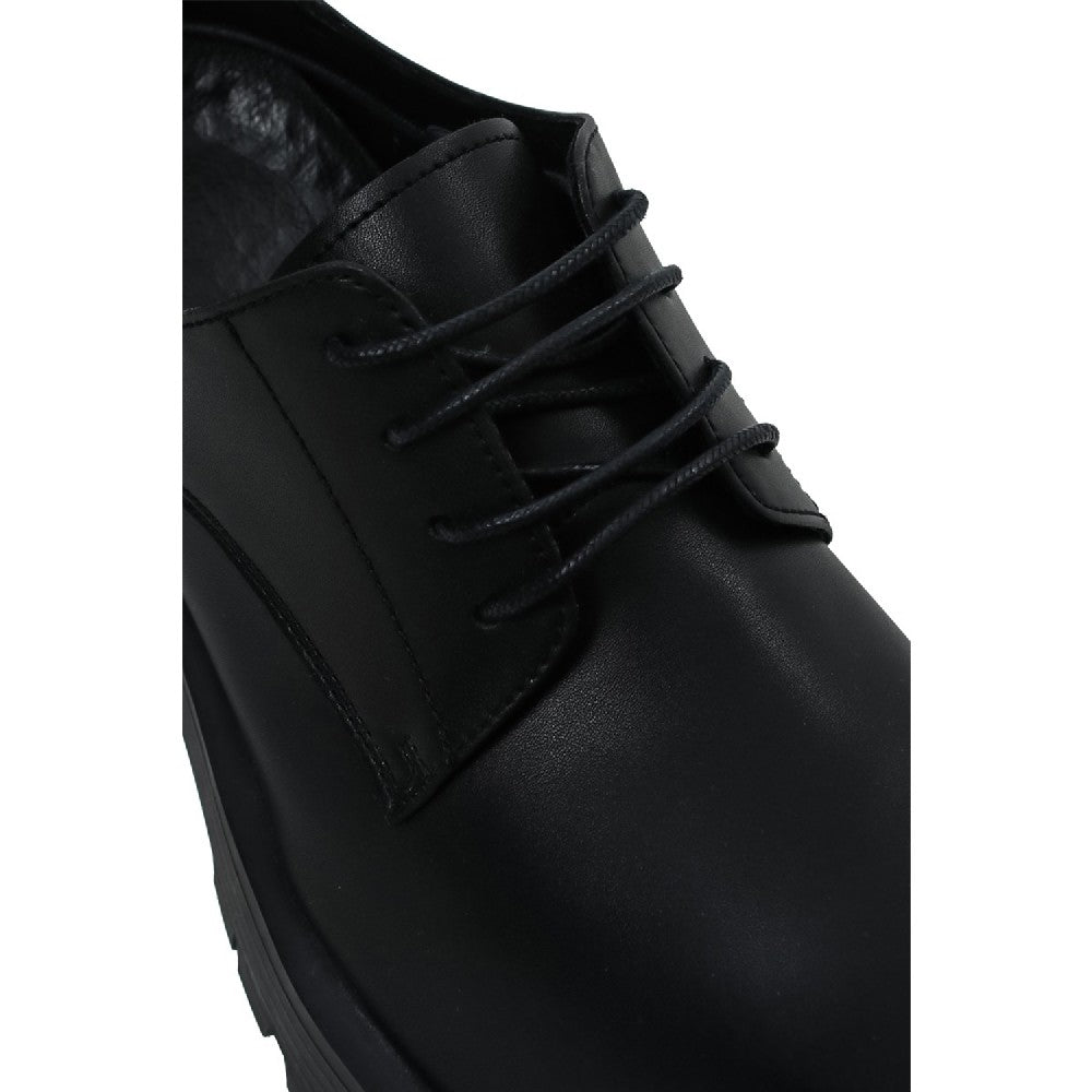 Squared Black Platform Chunky Derby Shoes - Skipkicks