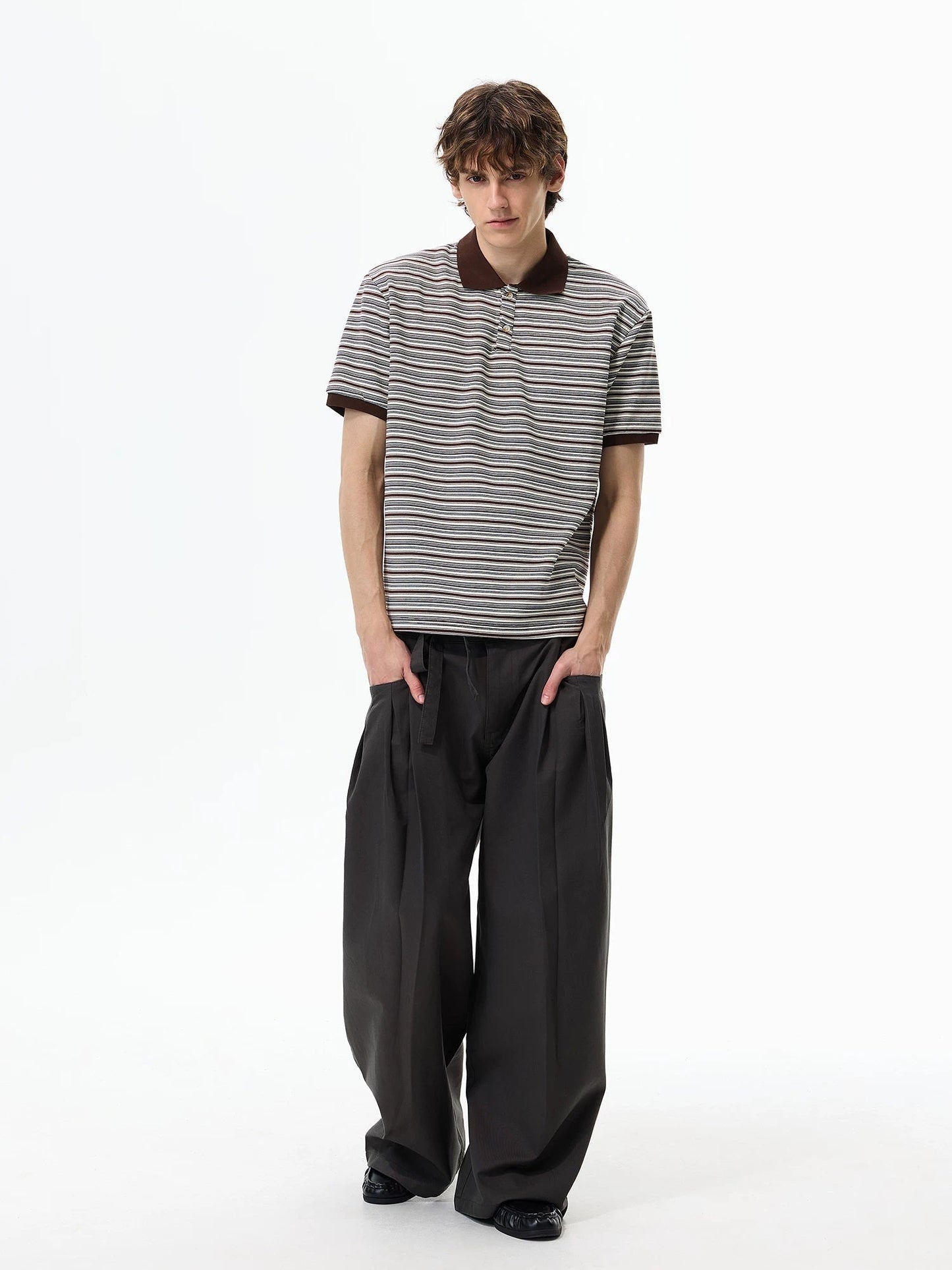 Retro Contrast-Stripe Polo T-Shirt