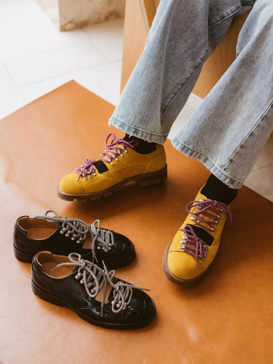 Cutout Leather Workwear Derby Shoes - Skipkicks