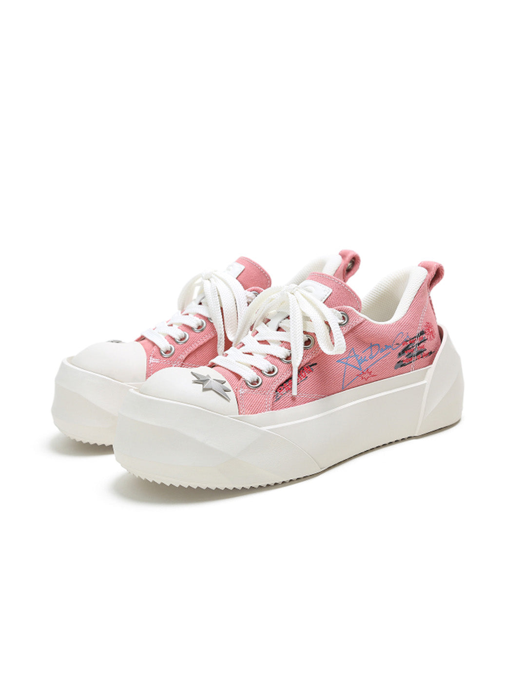 Graffiti Print Canvas Platform Sneakers - Skipkicks