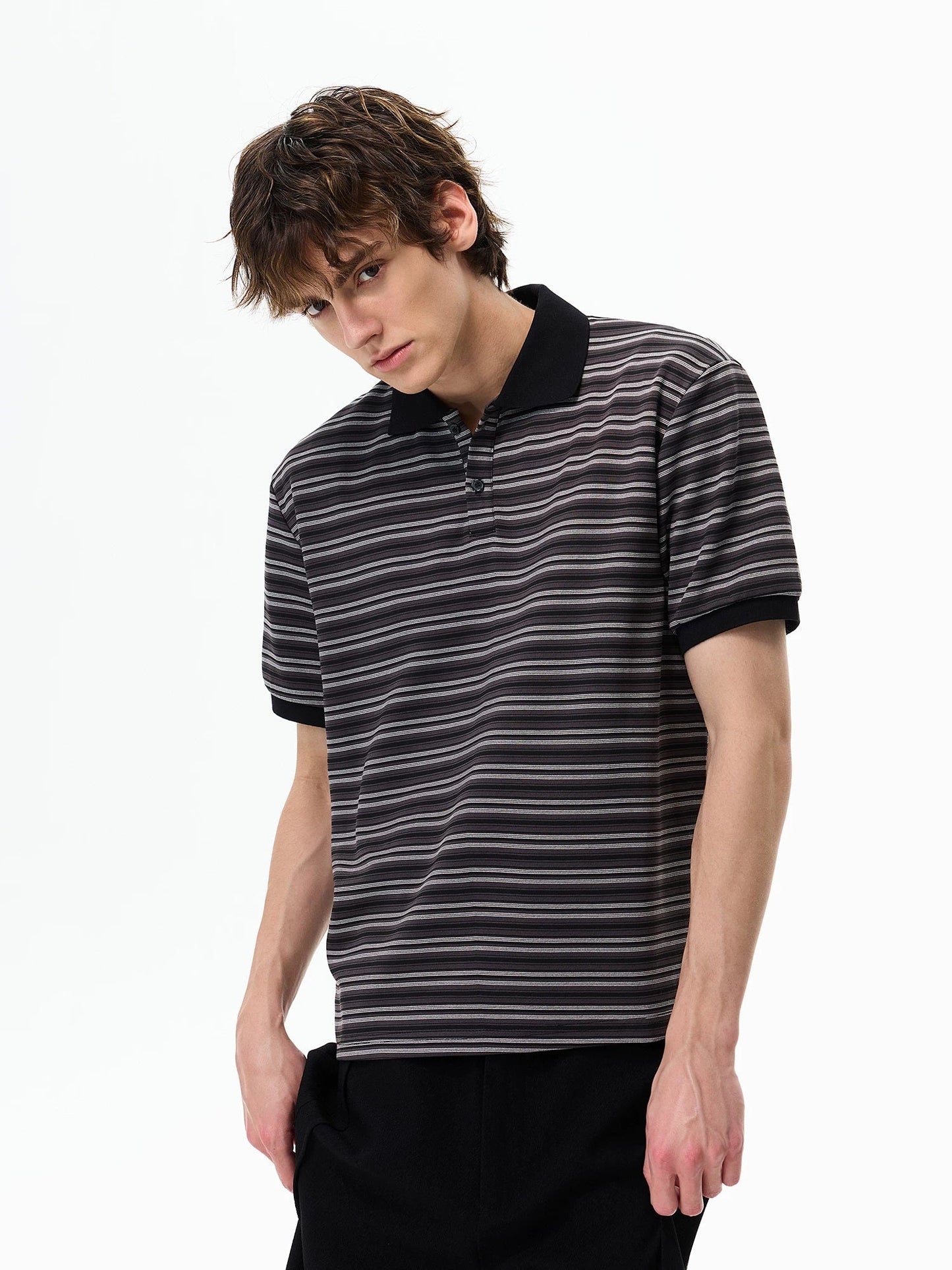 Retro Contrast-Stripe Polo T-Shirt