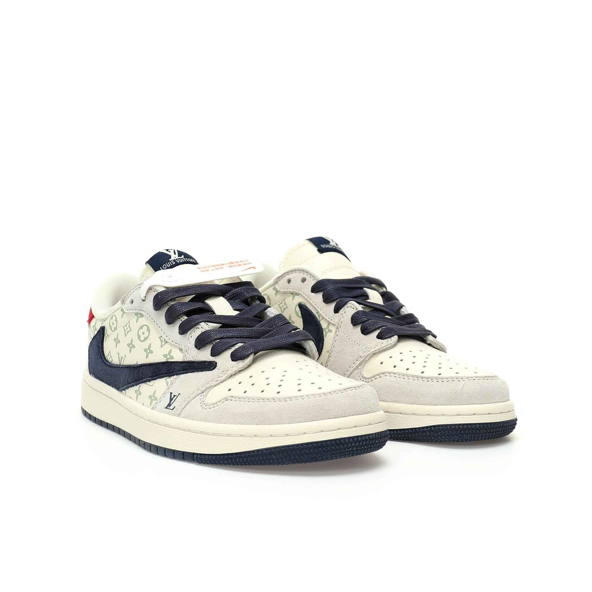 Custom Air Jordan 1 Low OG SP"Beige/Navy LV Monogram SneakerNational