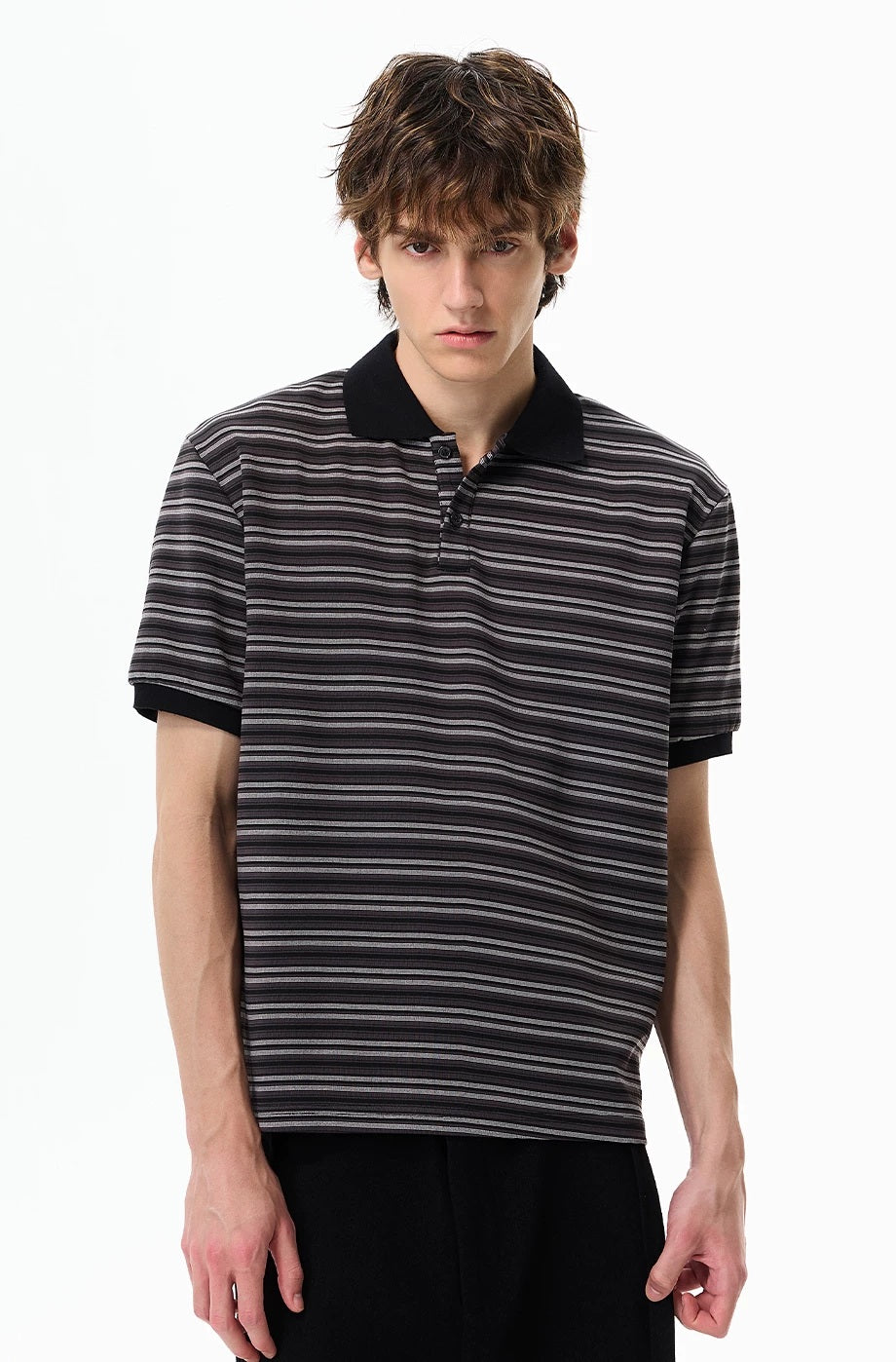 Retro Contrast-Stripe Polo T-Shirt