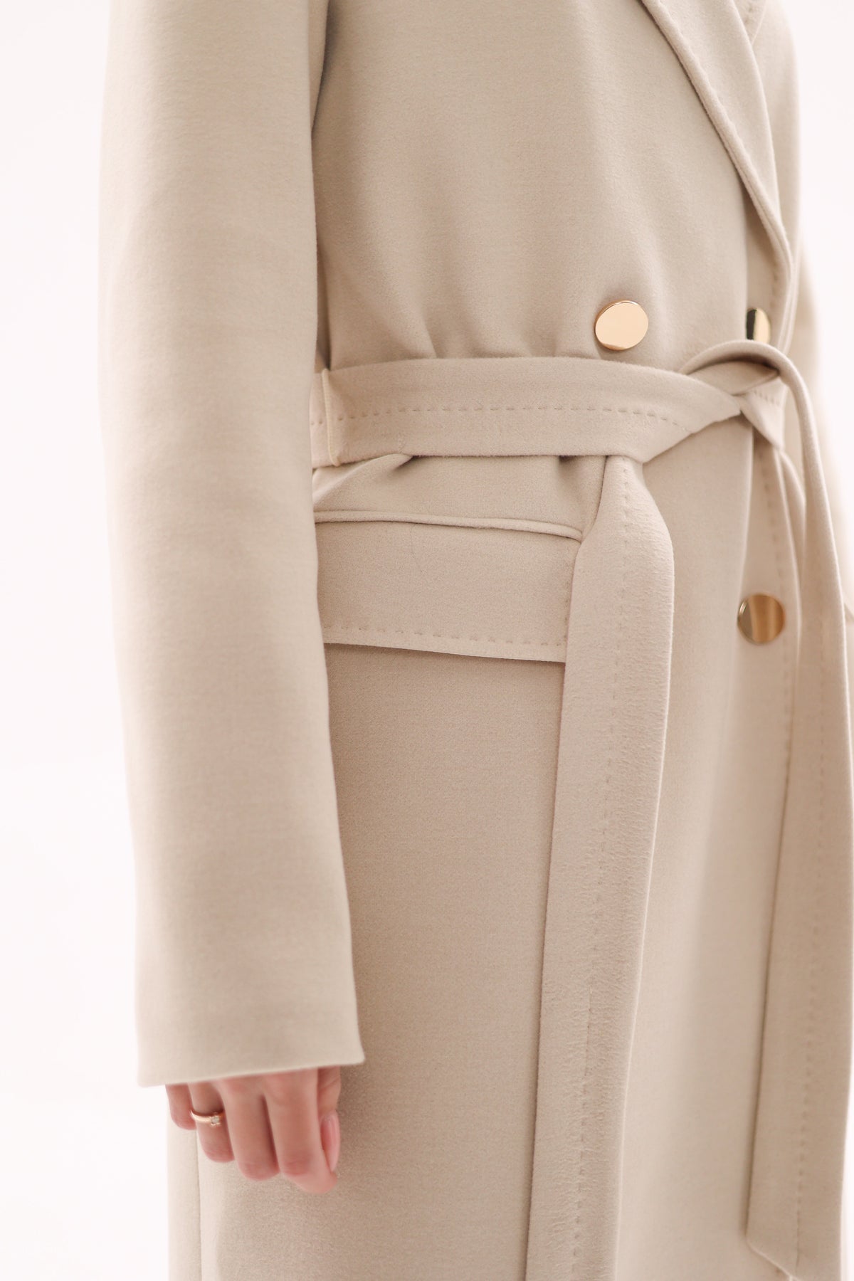 Denise Cashmere Blend Overcoat in Nude
