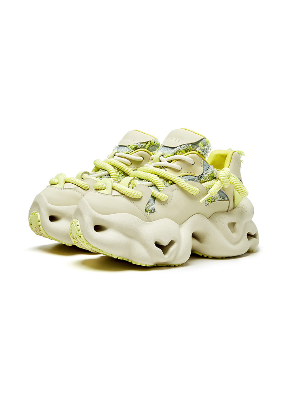 Beige Street-Style Leather Dad Sneakers - Skipkicks