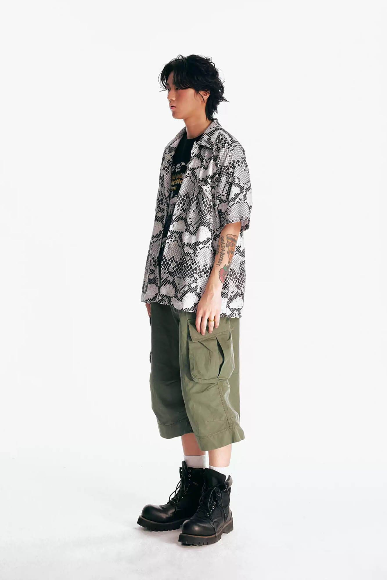 Flared Utility Cargo Bermuda Shorts