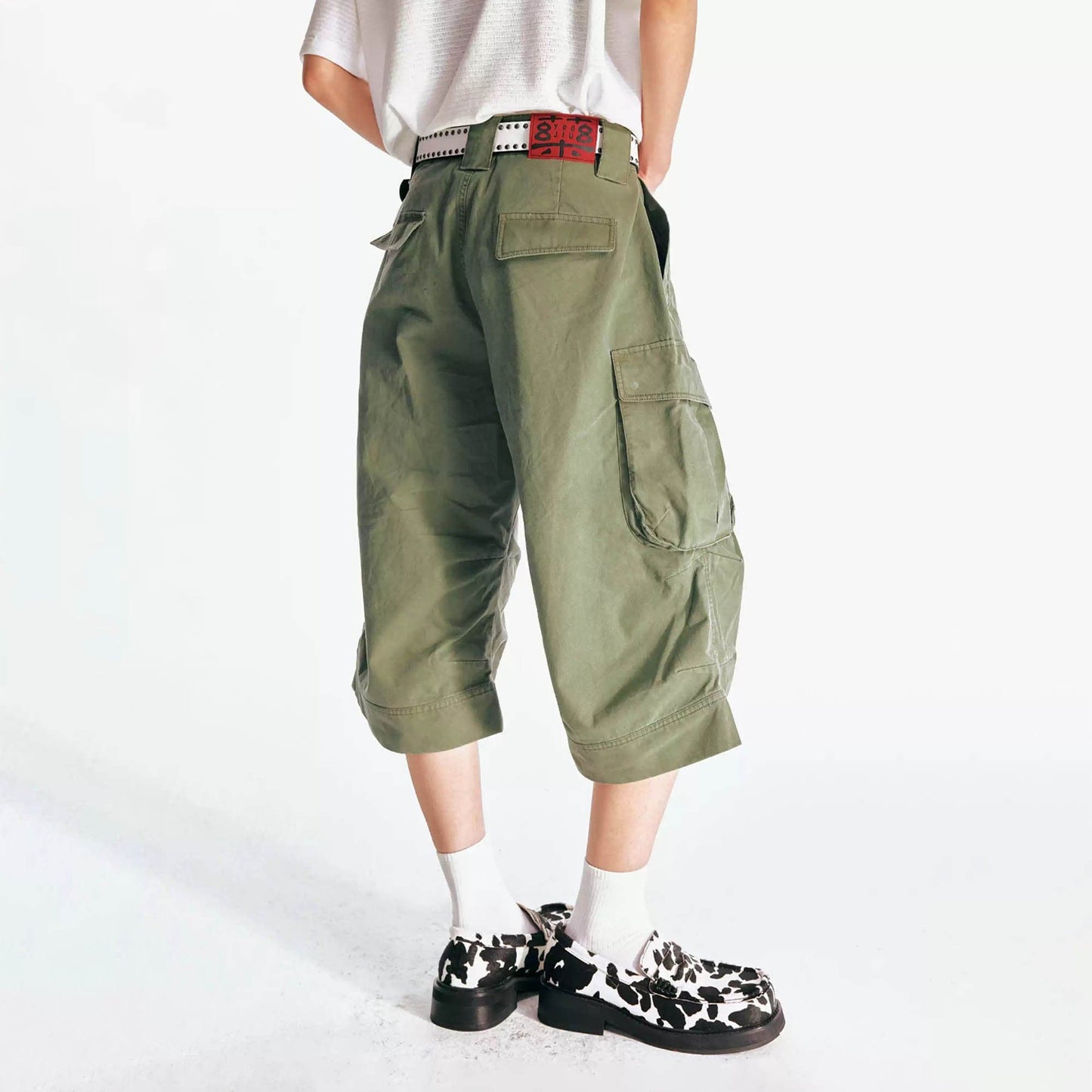 Flared Utility Cargo Bermuda Shorts