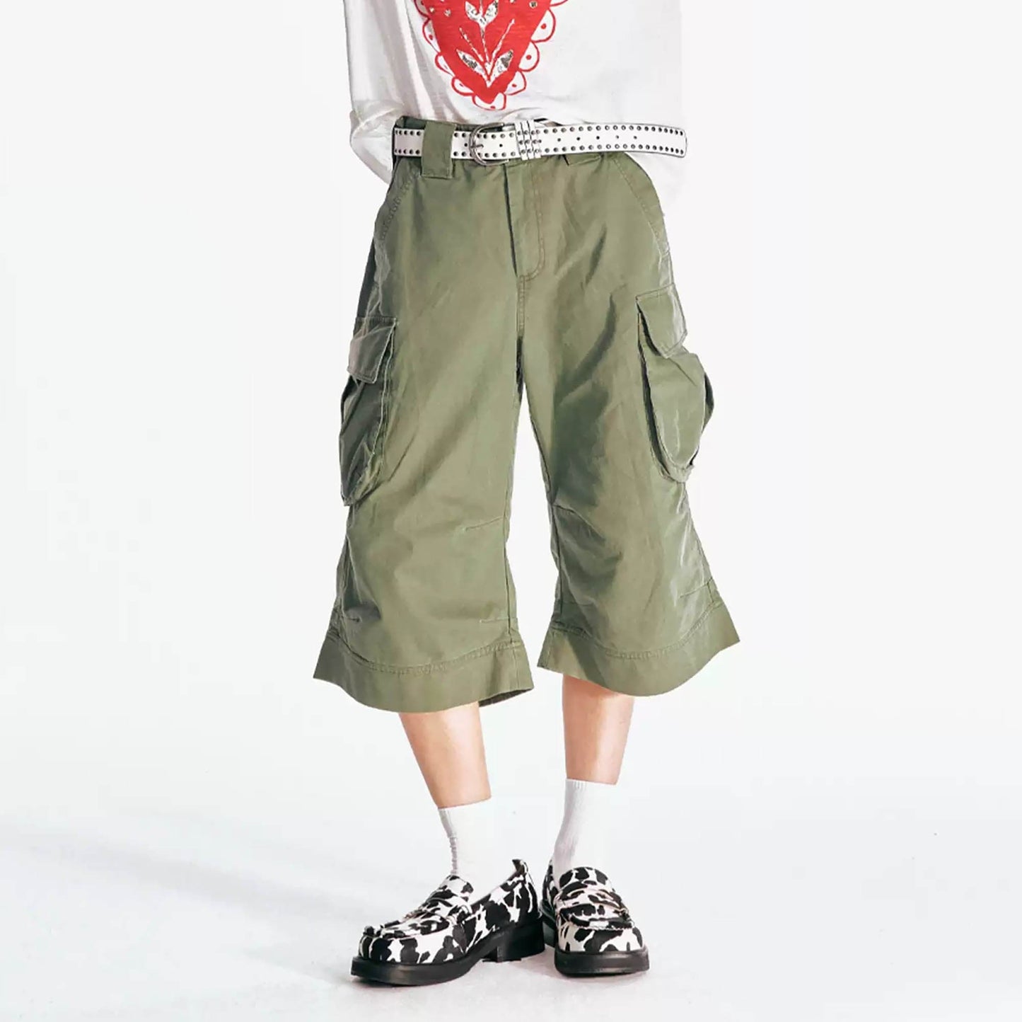 Flared Utility Cargo Bermuda Shorts