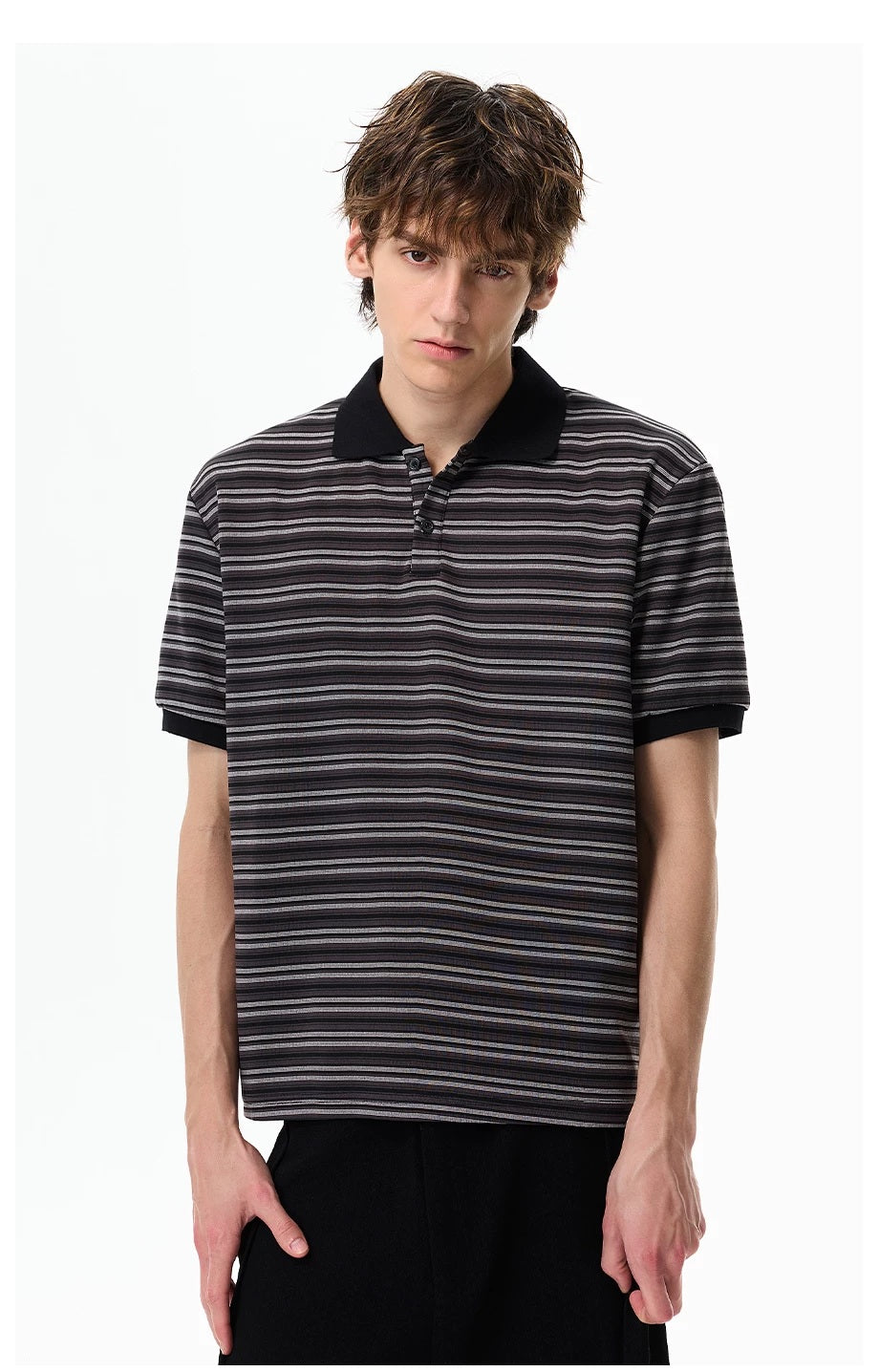 Retro Contrast-Stripe Polo T-Shirt