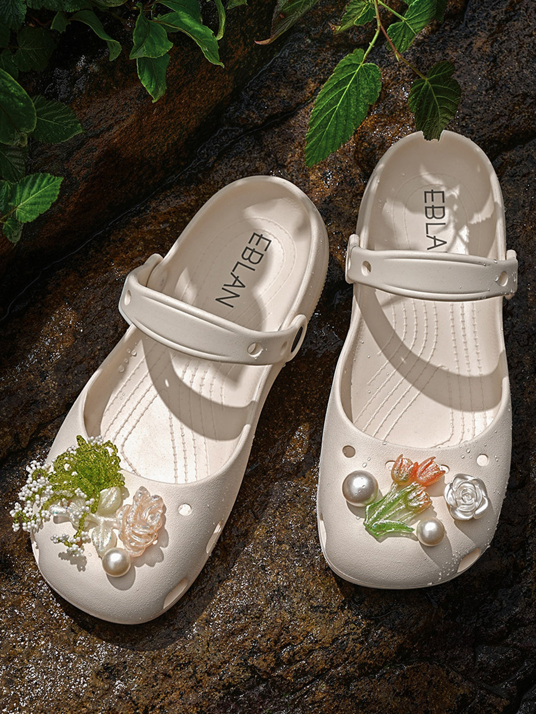 Mary Jane Style Breathable Slide Sandals-Beige - Skipkicks