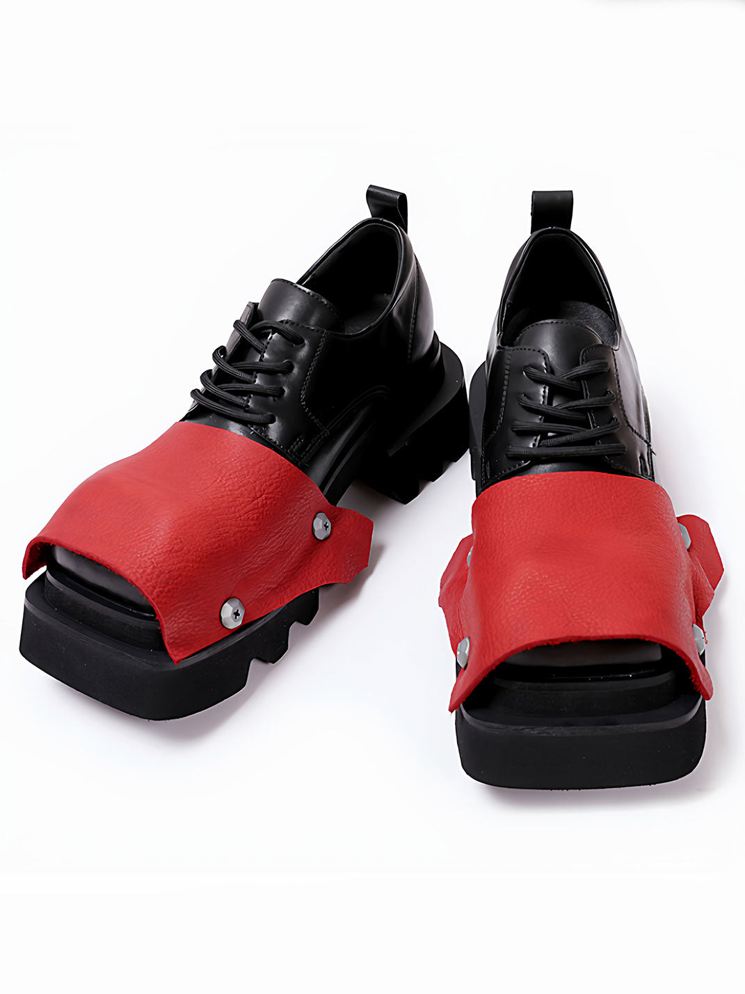Black Trendy Square-Toe Derby Shoes - Skipkicks