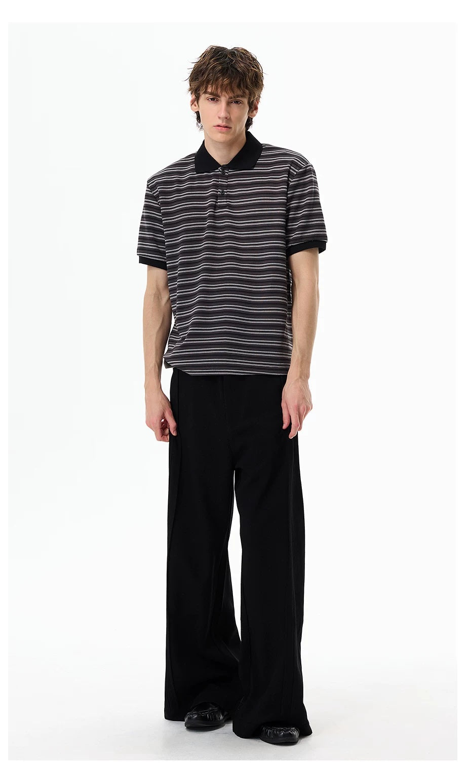 Retro Contrast-Stripe Polo T-Shirt