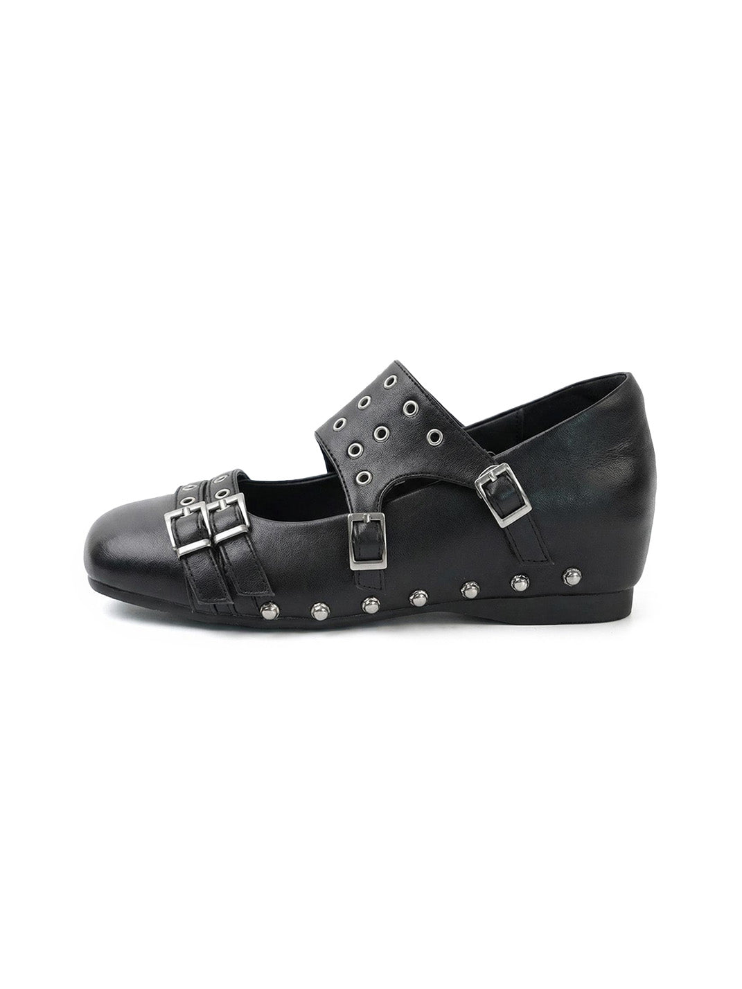 Black Leather Mary Jane Flats - Skipkicks