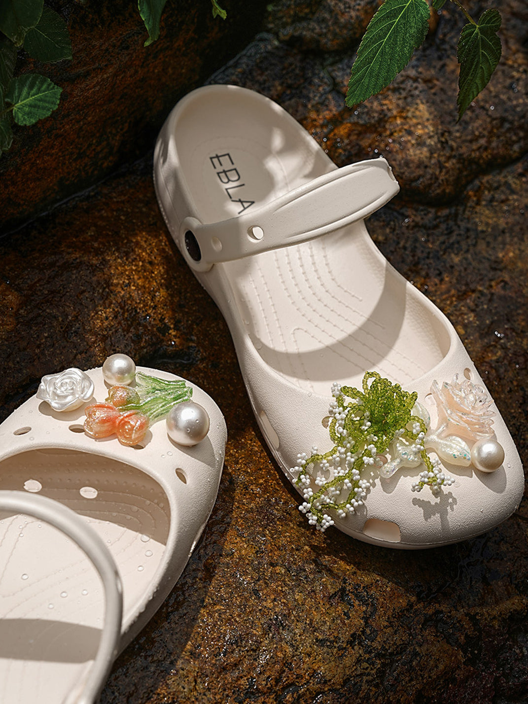 Mary Jane Style Breathable Slide Sandals-Beige - Skipkicks