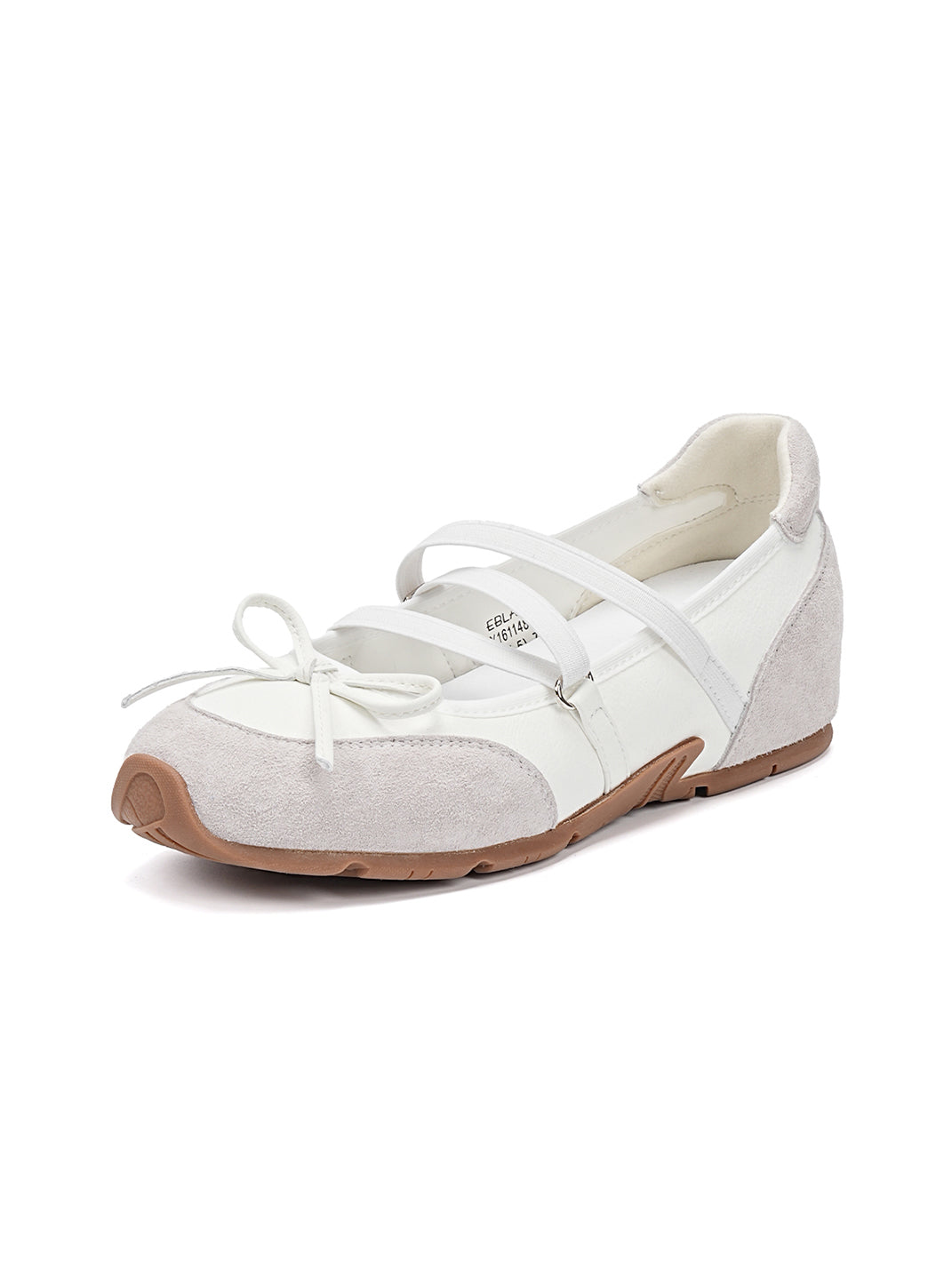 Mary Jane Ballet Sneakers With Bow Lace-Up Detail-White