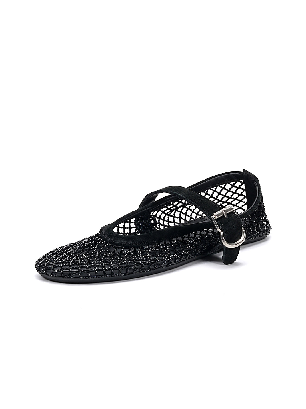 EBLAN Black Woven Mesh Mary Jane Flats - Skipkicks
