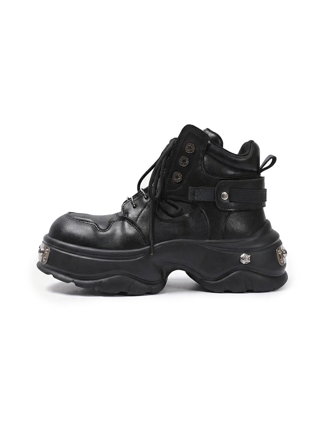 Black Metal Detail Platform Boots