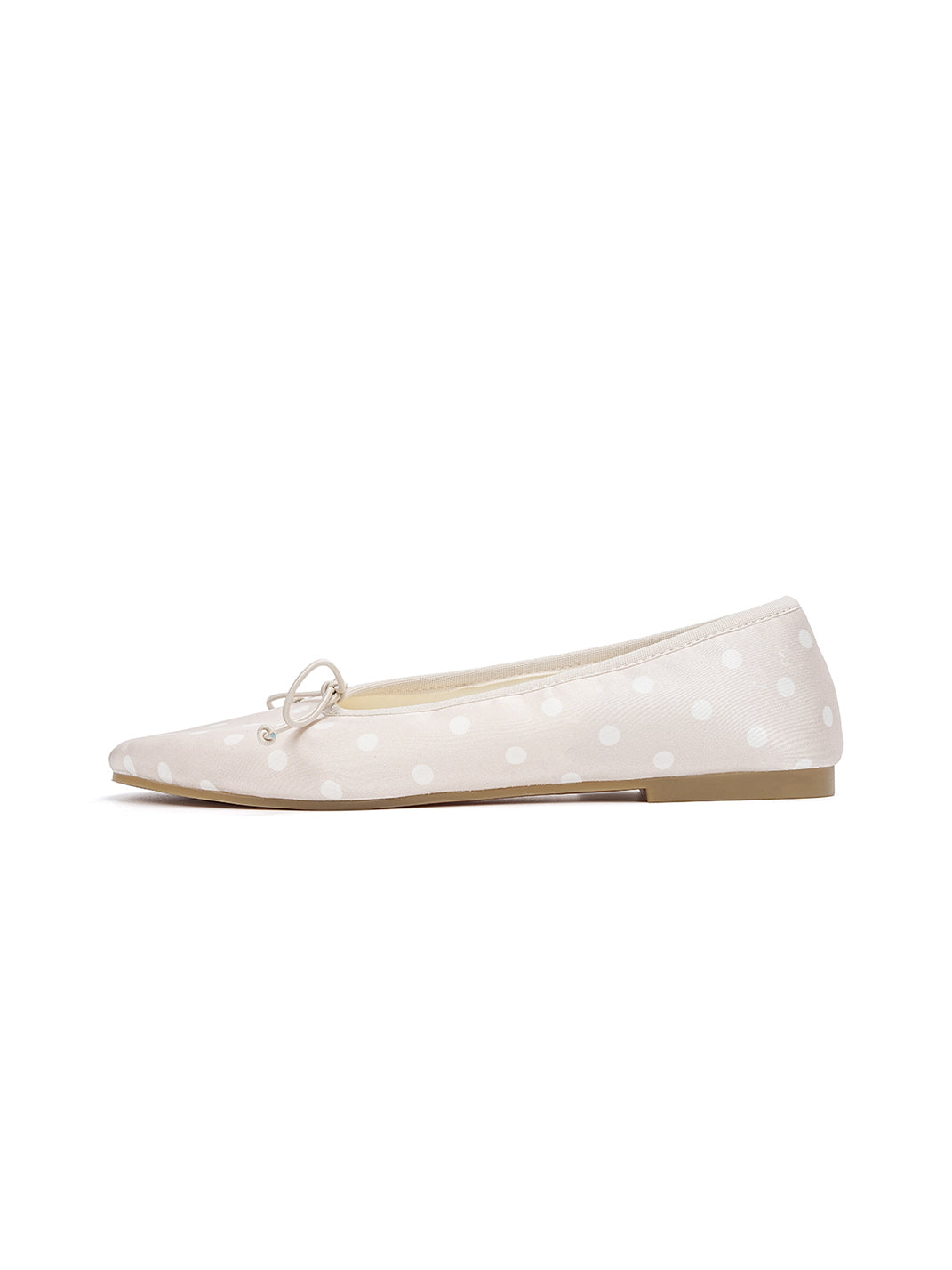 Polka Dot Bow Ballet Flats-White