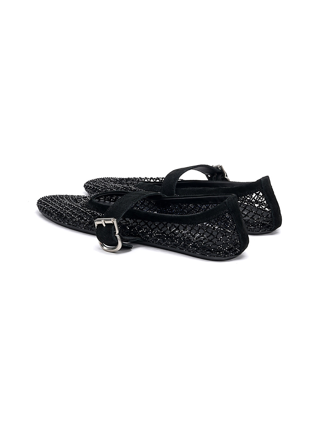 EBLAN Black Woven Mesh Mary Jane Flats - Skipkicks