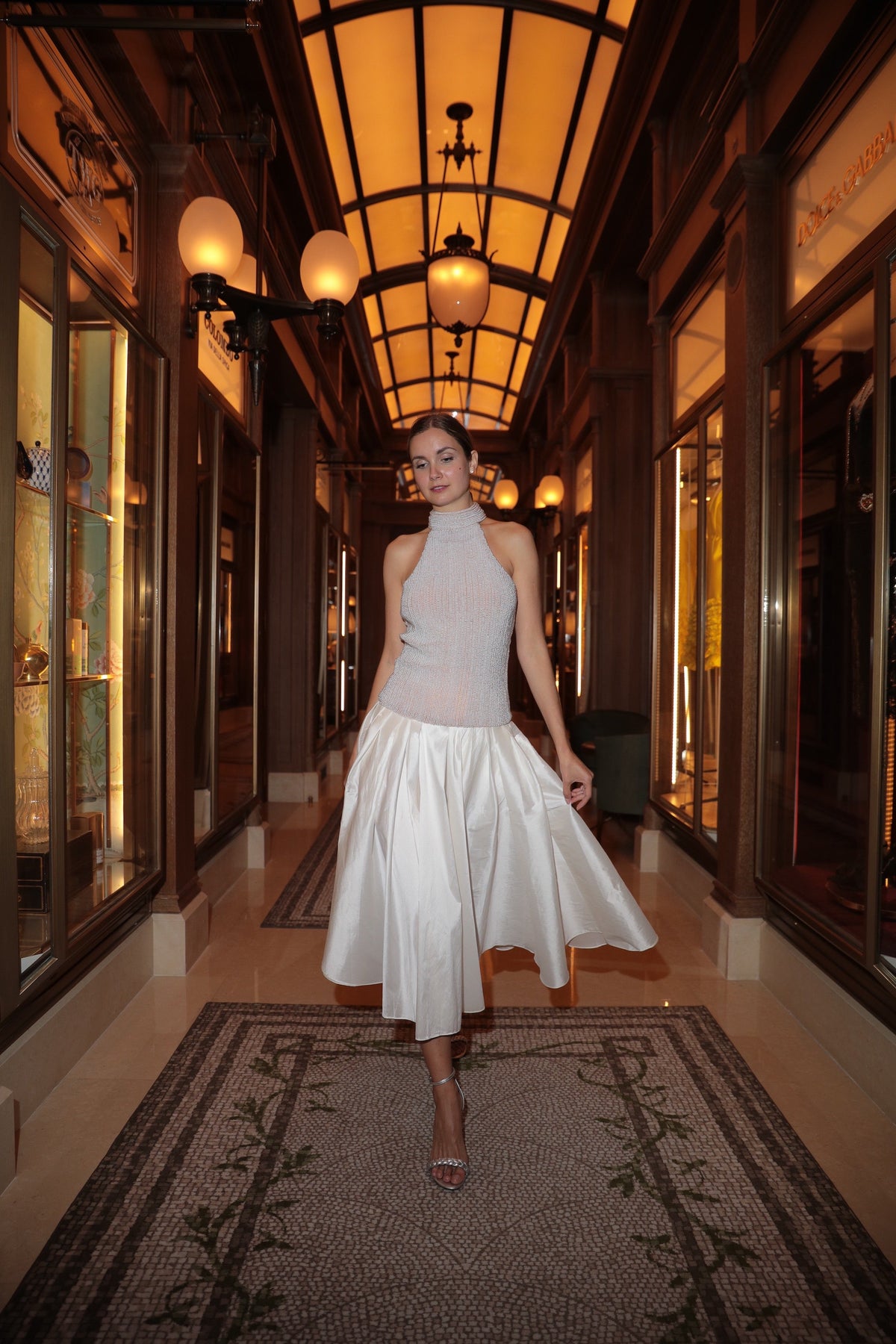 Soft Taffeta Tea Length Midi Skirt - Ivory