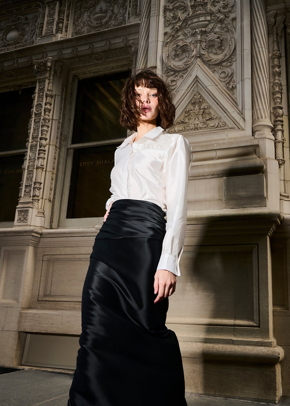 Bias Faille Tuxedo Skirt