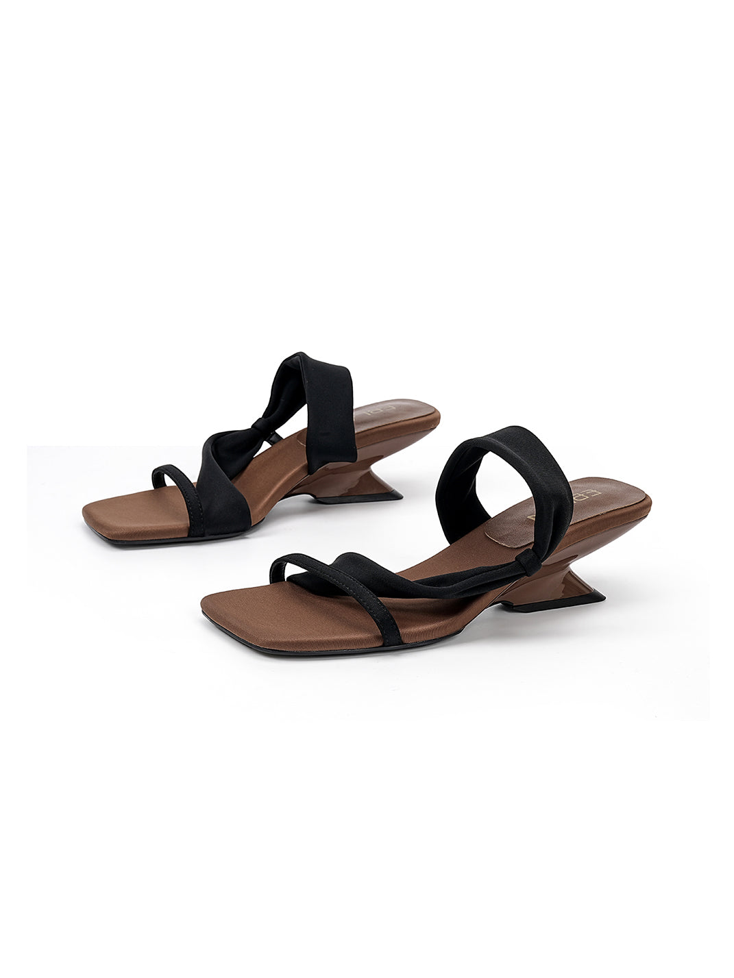 Toe-Loop Asymmetric Strap Sandals With Sculptural Heel - Skipkicks