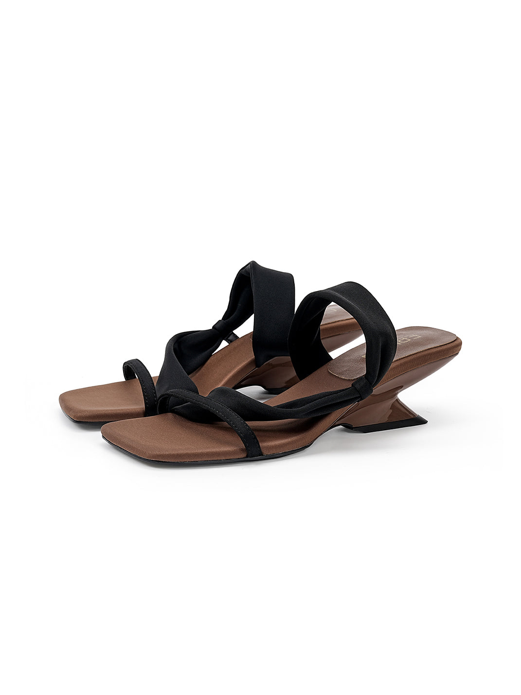 Toe-Loop Asymmetric Strap Sandals With Sculptural Heel - Skipkicks
