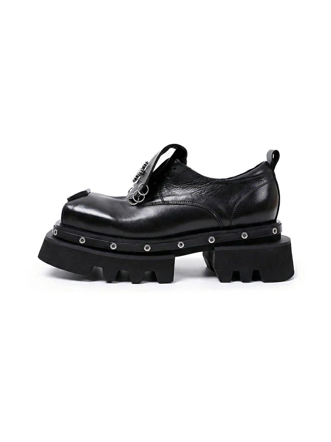 Black Vintage Platform Leather Derby Shoes - Skipkicks