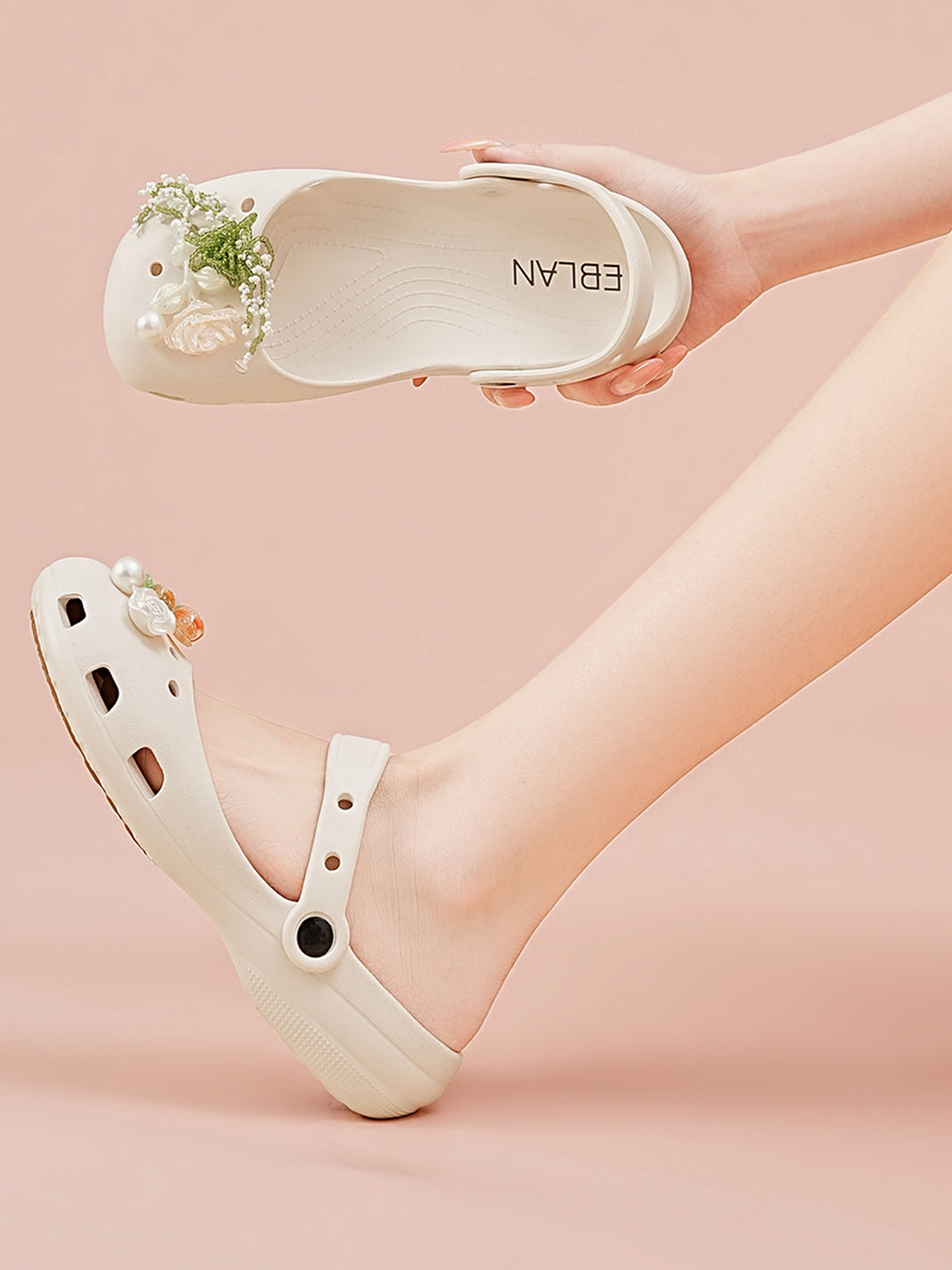 Mary Jane Style Breathable Slide Sandals-Beige - Skipkicks