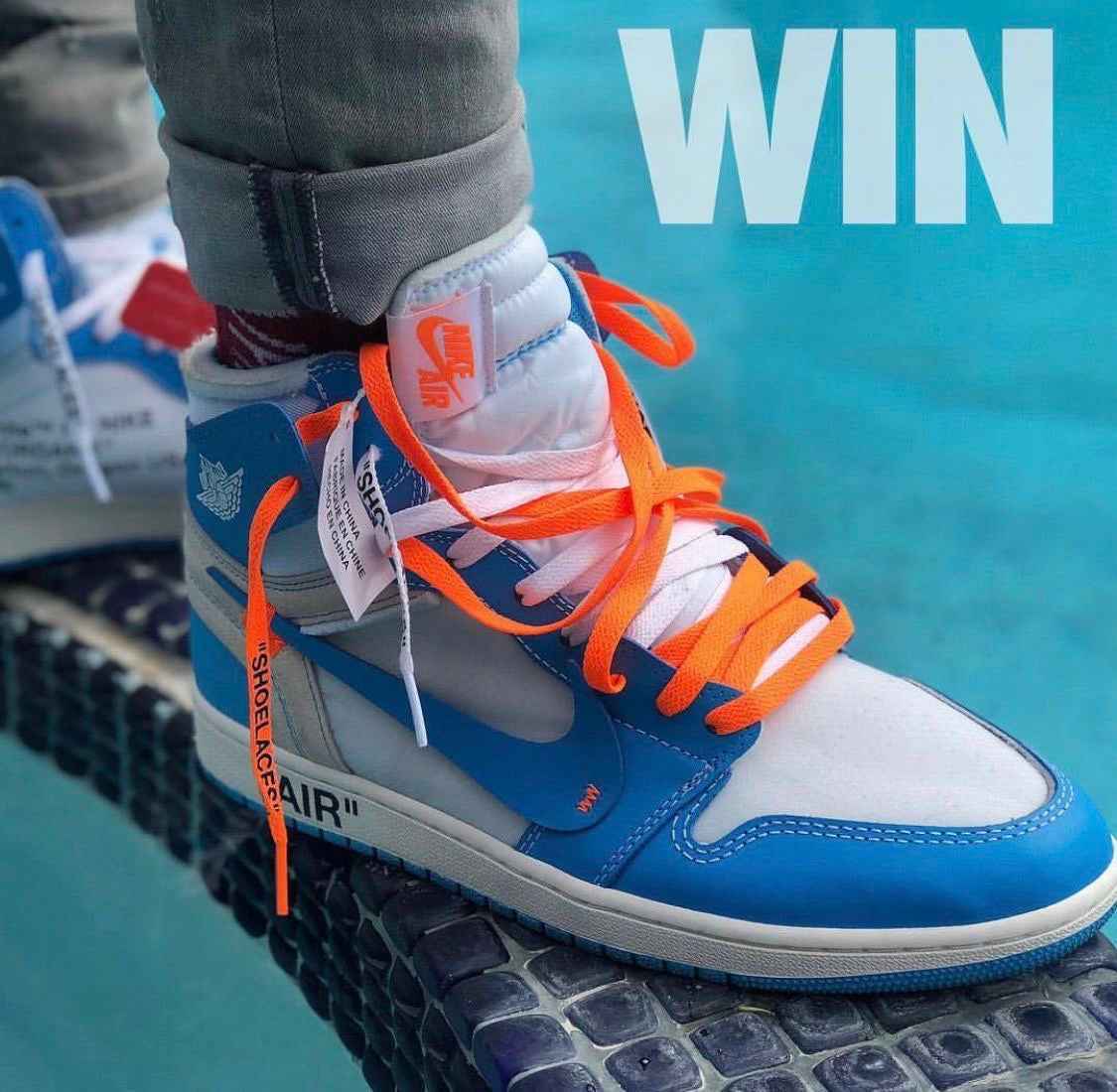 Custom Air Jordan 1 Retro High OG 'UNC' University Blue x OFF-W SneakerNational