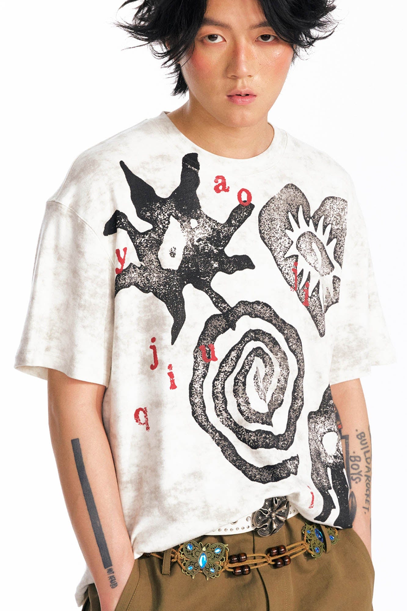 Washed Tribal Graphic Cotton Tee