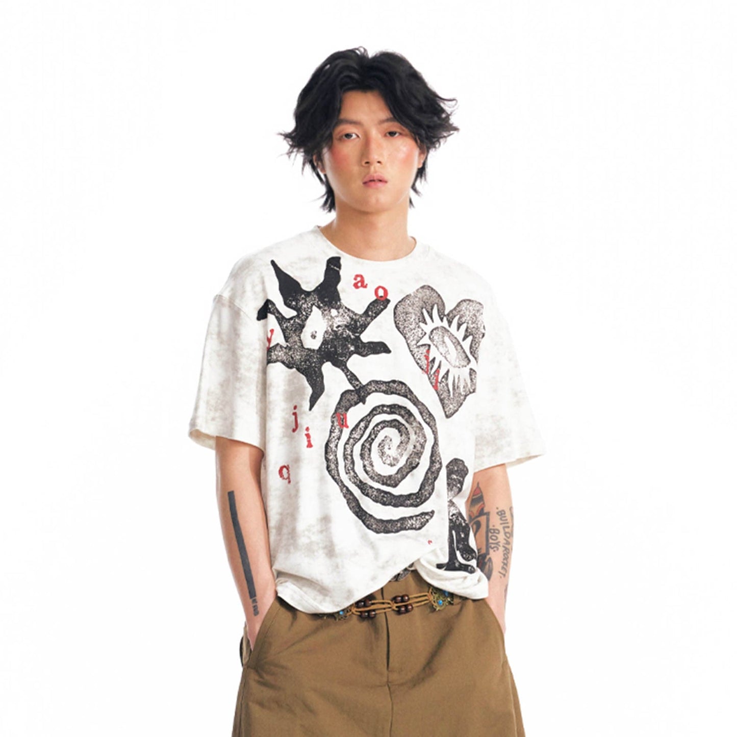 Washed Tribal Graphic Cotton Tee