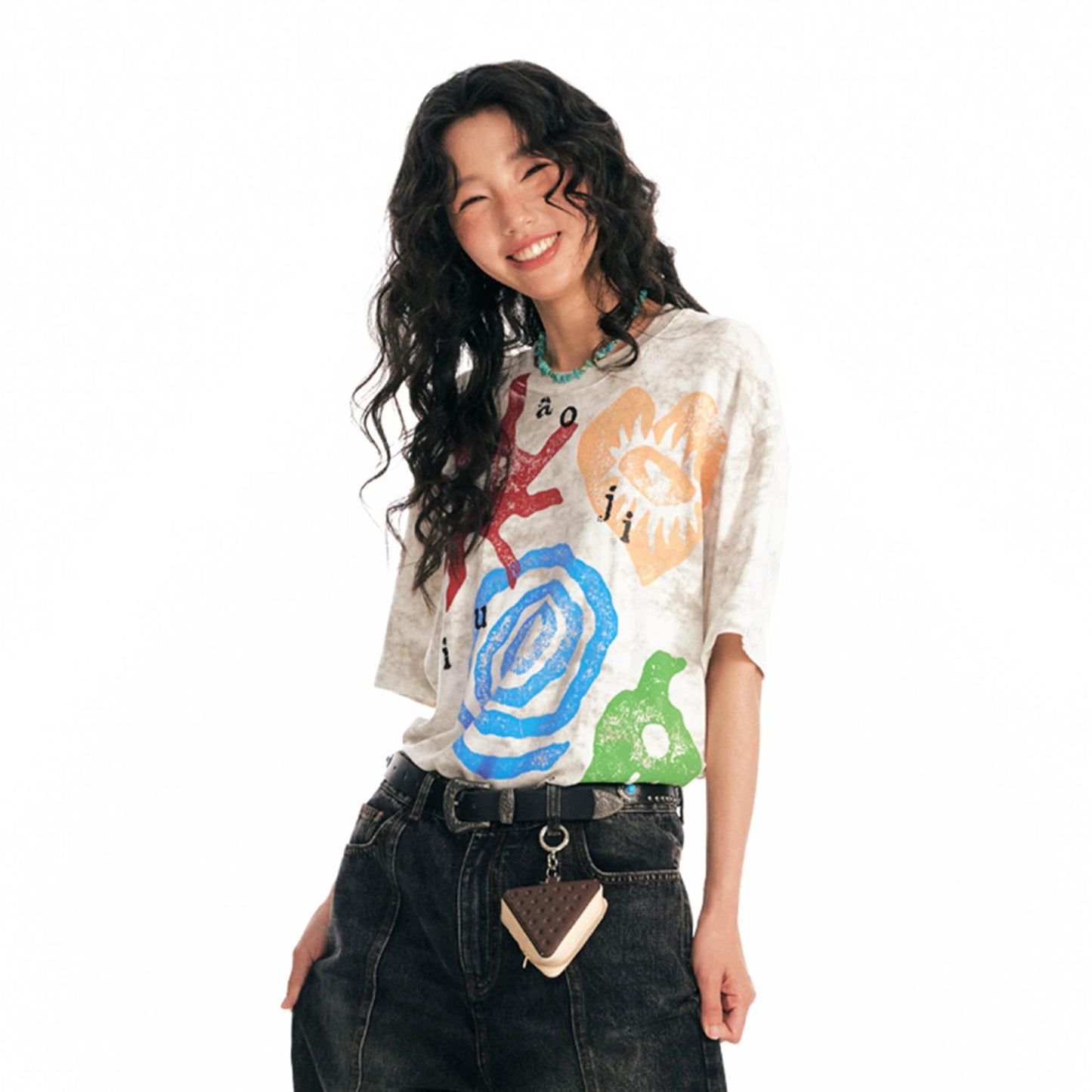 Washed Tribal Graphic Cotton Tee