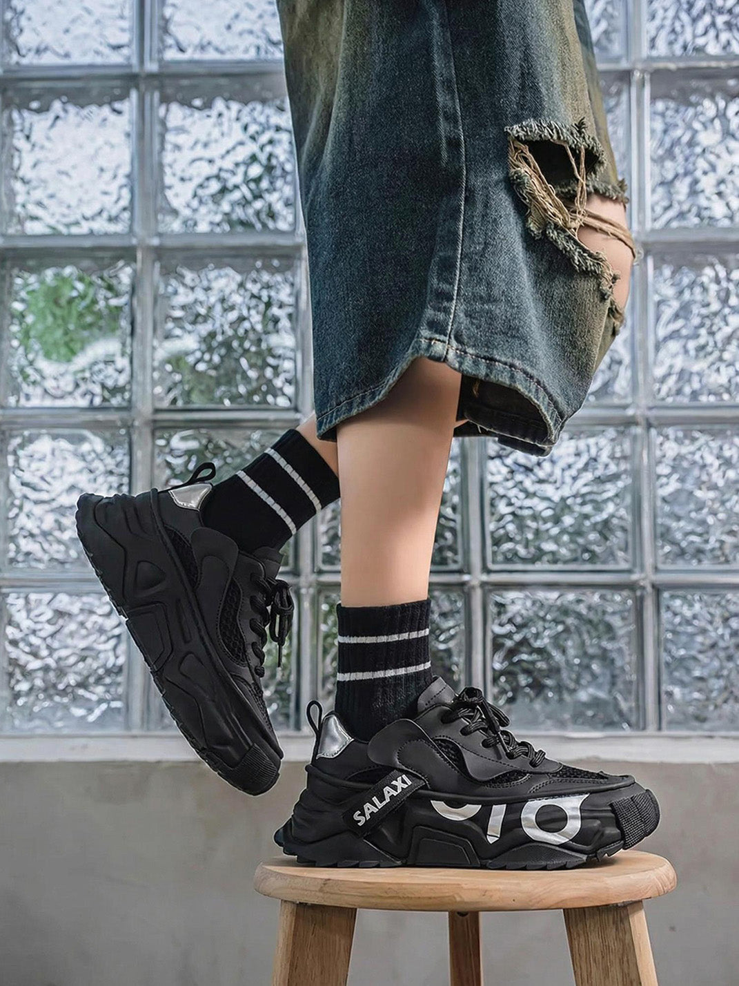 Black OWL 3.0 Platform Sneakers - Skipkicks
