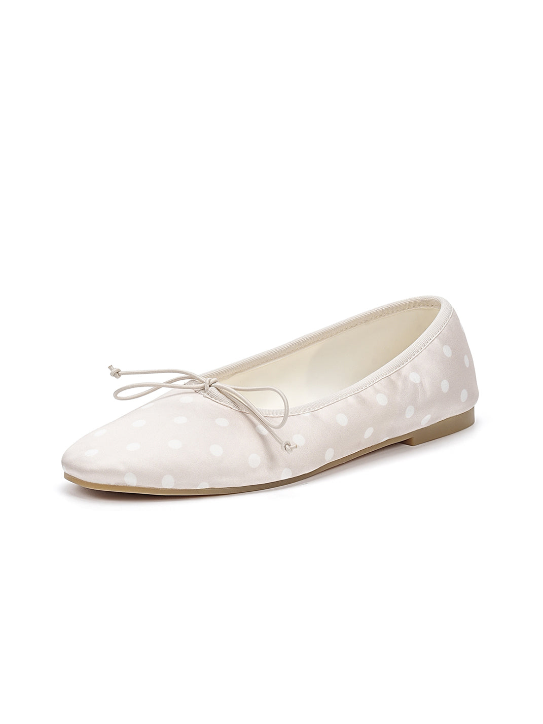 Polka Dot Bow Ballet Flats-White