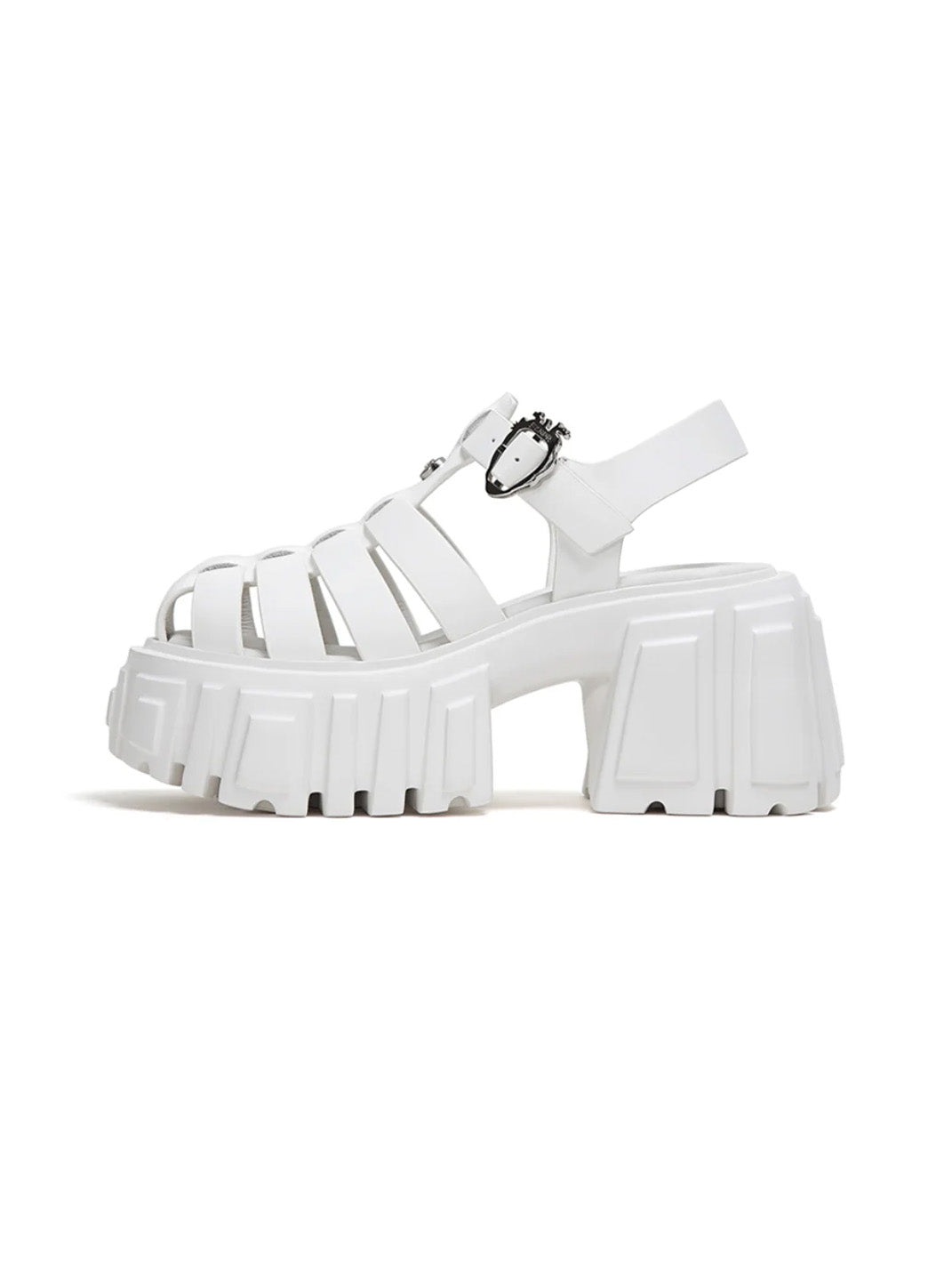 Black Chunky-Heel Roman Platform Sandals - Skipkicks