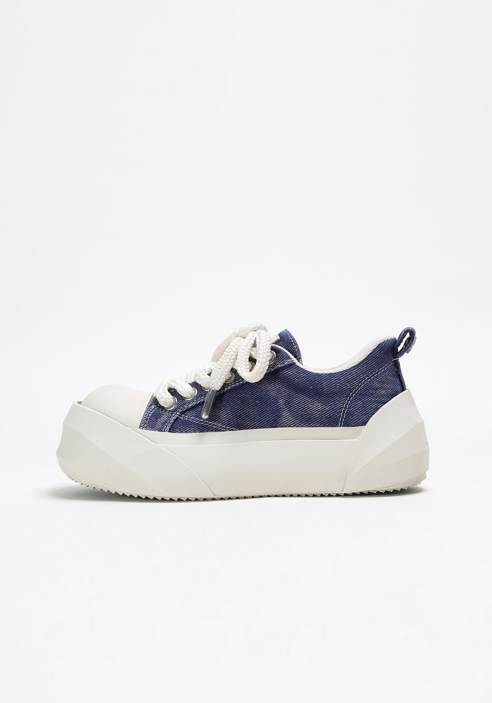 Denim Bare Look Washed Platform Sneakers - Skipkicks