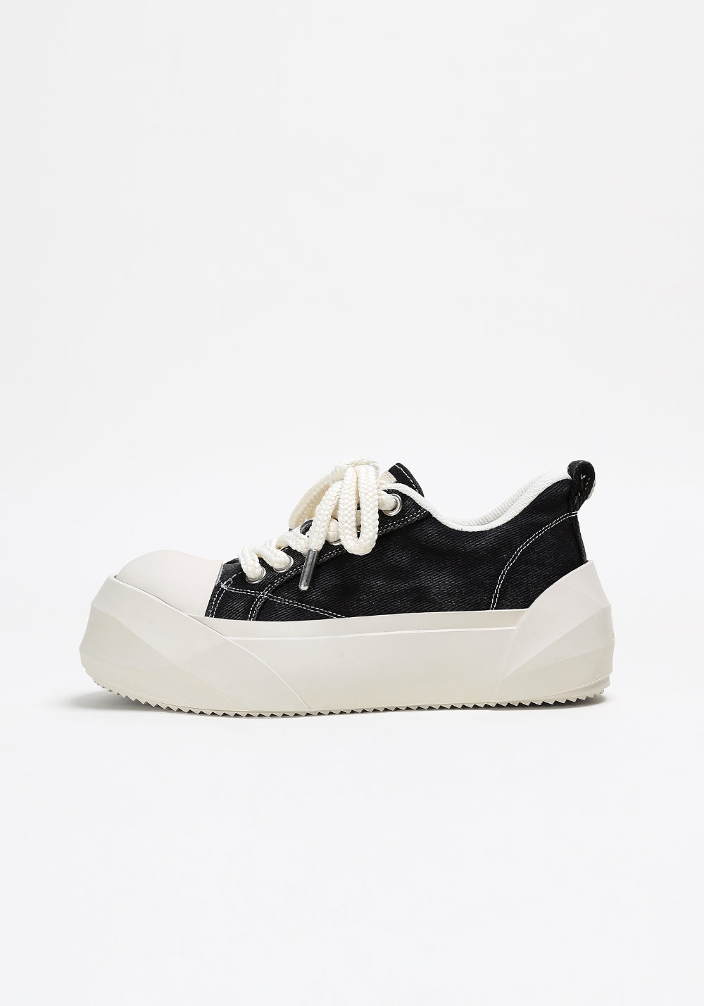 Denim Bare Look Washed Platform Sneakers - Skipkicks
