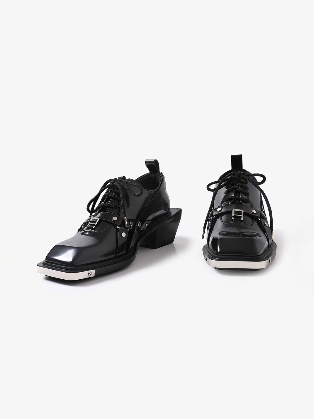 Black Unique Style Square-Toe Derby Shoes - Skipkicks