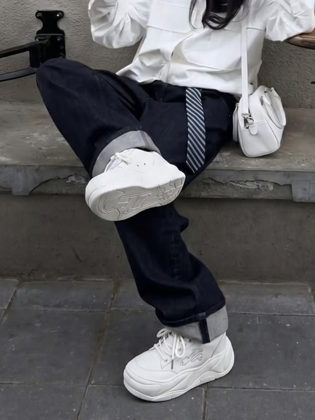 White WiFi 2.0 Wave Leather Platform Sneakers - Skipkicks