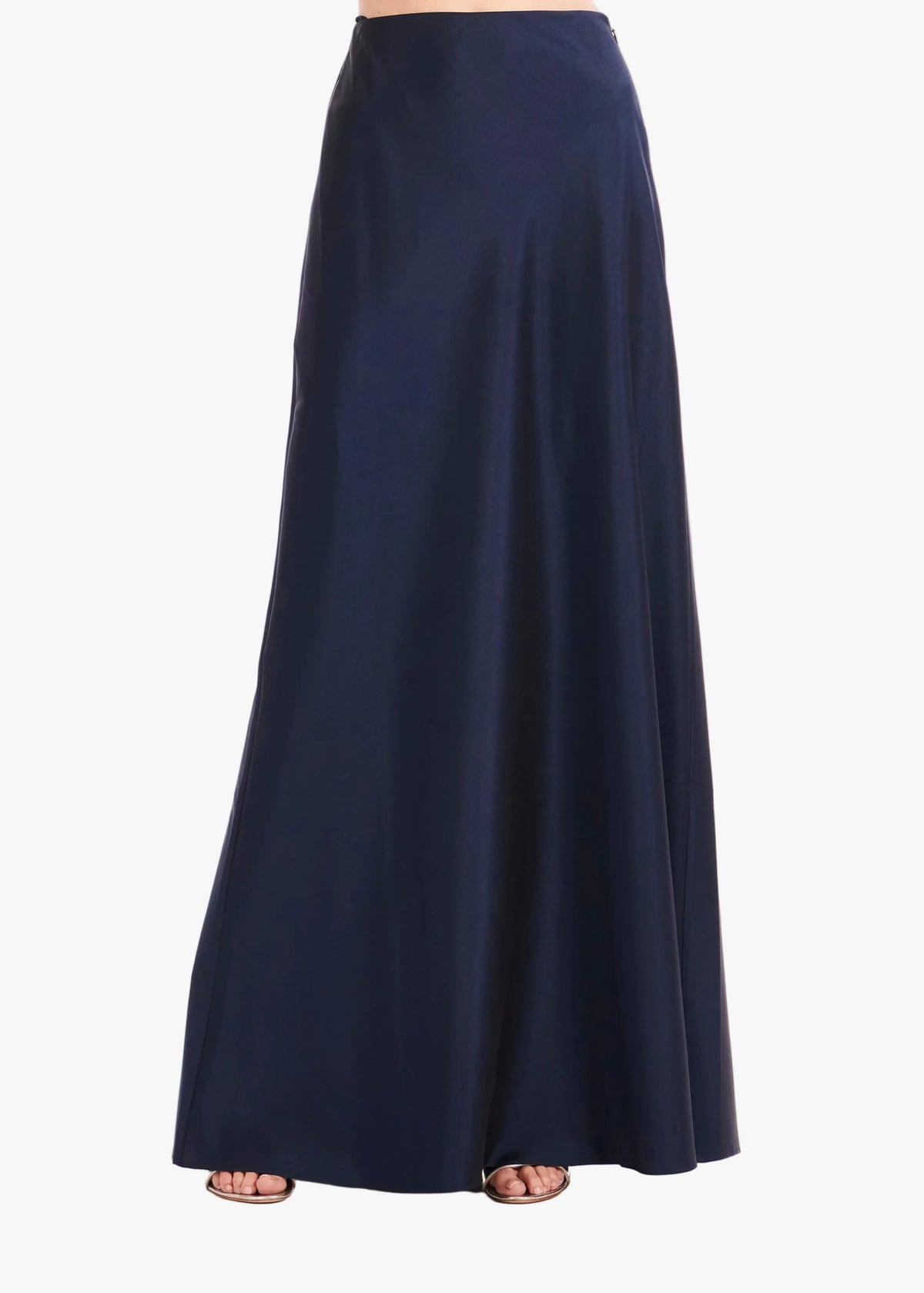 Taffeta Bias Long Skirt Navy