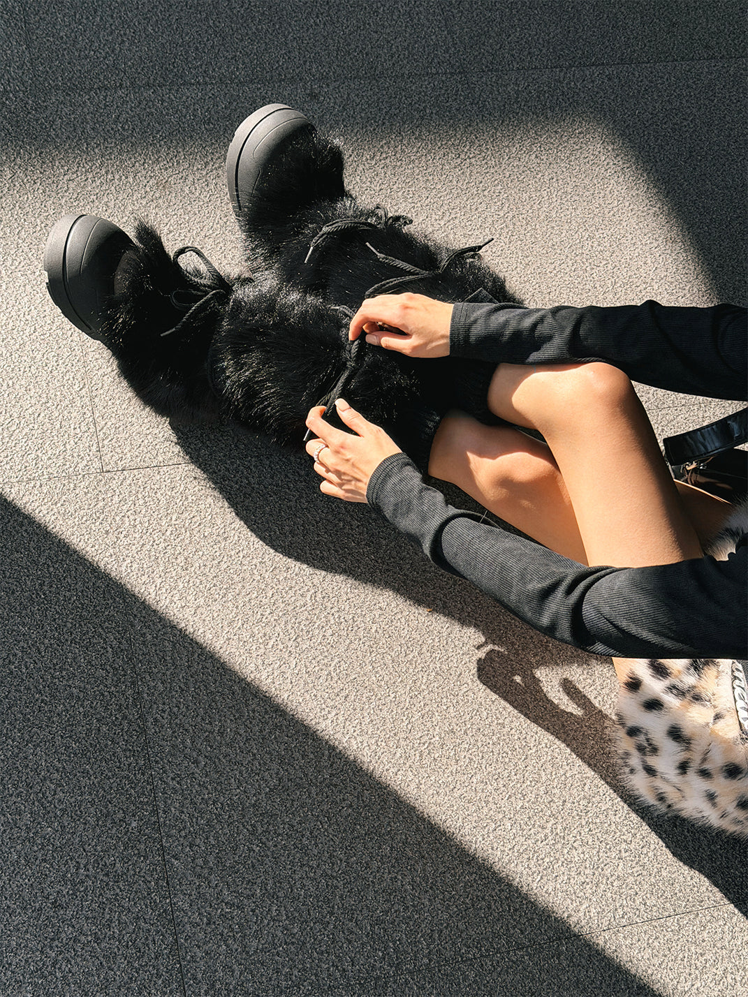 Black Plush-Lined Tall Platform Boots - Skipkicks