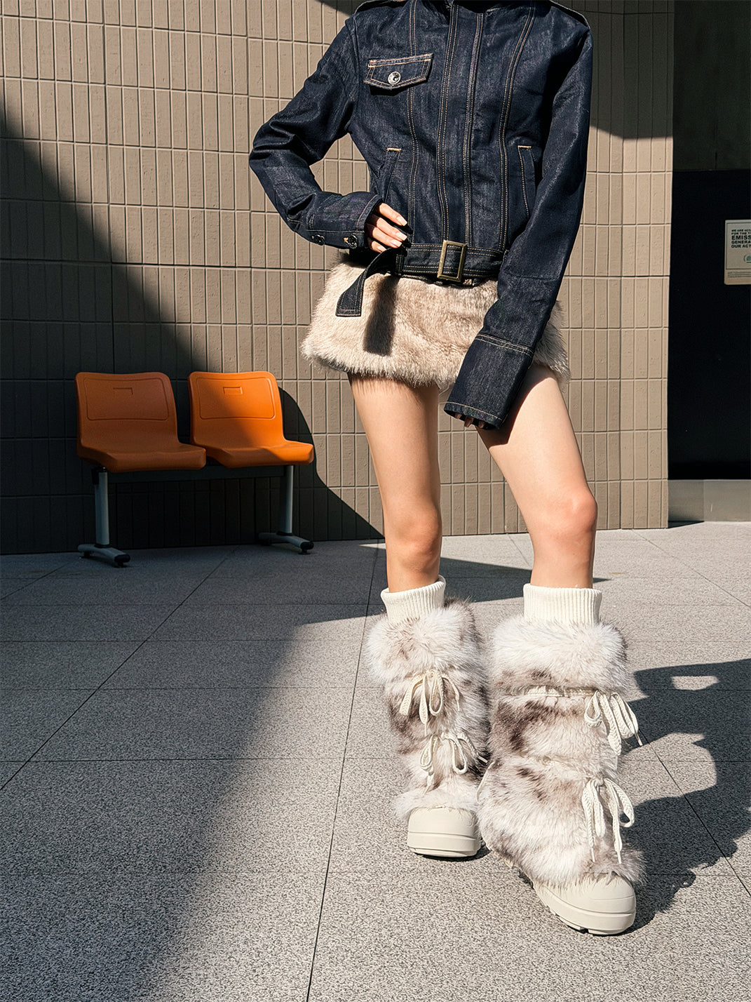 Black Plush-Lined Tall Platform Boots - Skipkicks